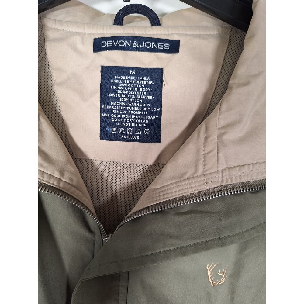 Devon & Jones Men's Green Zipper Windbreaker Jacket Size Medium - Picture 4 of 5
